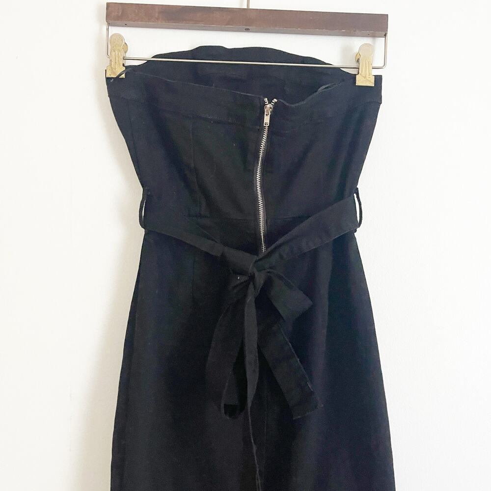 VICI Presentation Cotton Strapless Ruffle Denim Midi Dress Black Small S - Picture 8 of 10